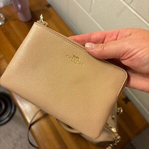 Coach Beige Leather Wristlet